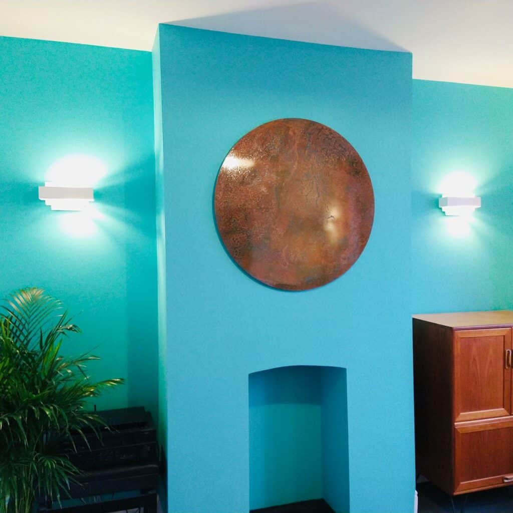 Circular aged copper wall art