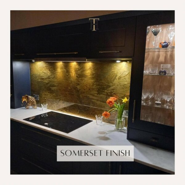 burnished brass kitchen splashback