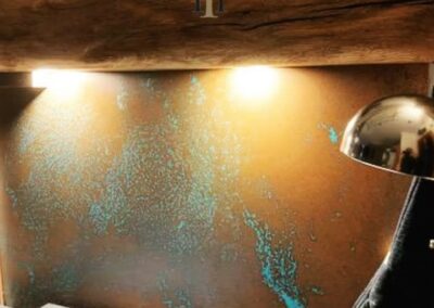 kitchen splashback verdigris copper with teal colours