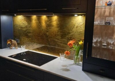 burnished brass kitchen splashback