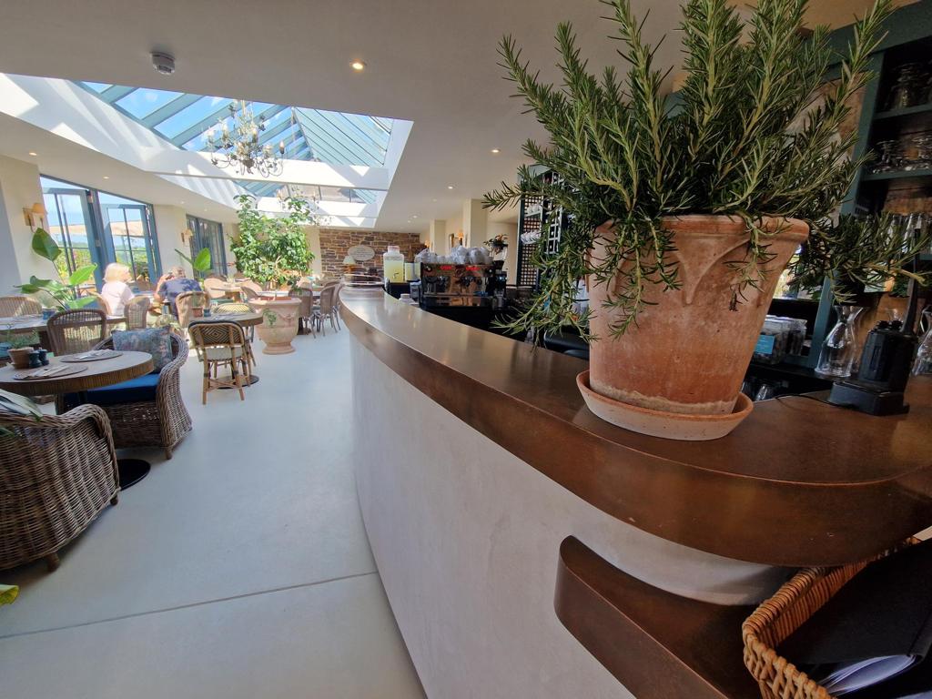 rustic copper bar top in restaurant