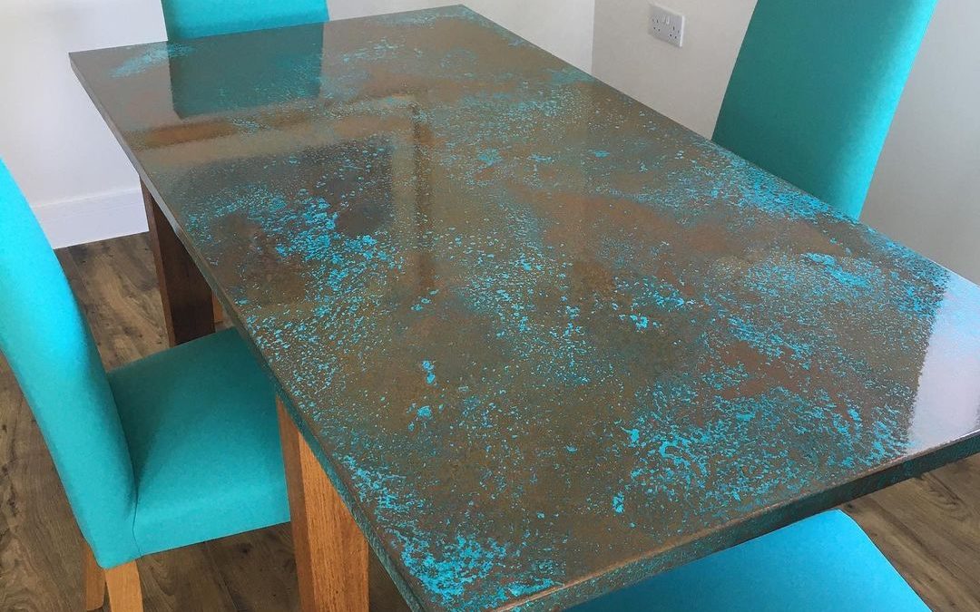 Handcrafted Aged Table Top With A Beautiful Patina