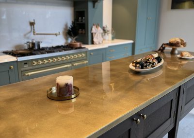 rustic brass kitchen island