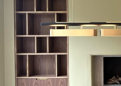 brass features in modern dining room