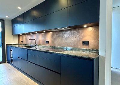 aged copper kitchen backsplash